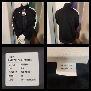 NEW Salesman Sample NIKE JORDAN WOMEN'S Med Black White CN5364 Full Zip Sweater